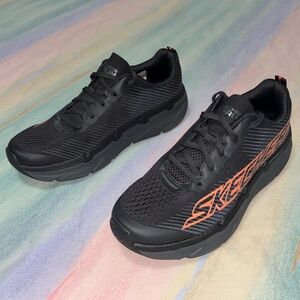 Skechers Mens 9.5 Ultra Go Max Cushioning Premier Running Shoes Black Orange